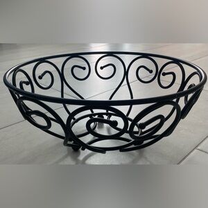 Wrought Iron Designer Bowl, 3 Ball Feet. 11-1/2”W(top) x 5-1/2”H x 5-1/2”W(Feet)